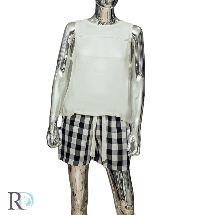 Дамска пижама Кали каре бяло - 2180 - Дамска пижама Кали каре бяло - 2180