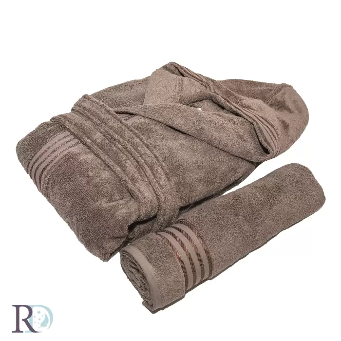 Комплект мъжки халат за баня и хавлия Тони кафяво - 916 -  Комплект мъжки халат за баня и хавлия Тони кафяво - 916