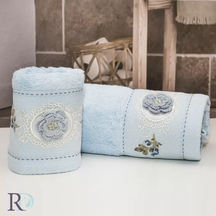 Комплект хавлиени кърпи Лукс синьо - 733 - Комплект хавлиени кърпи Лукс синьо - 733