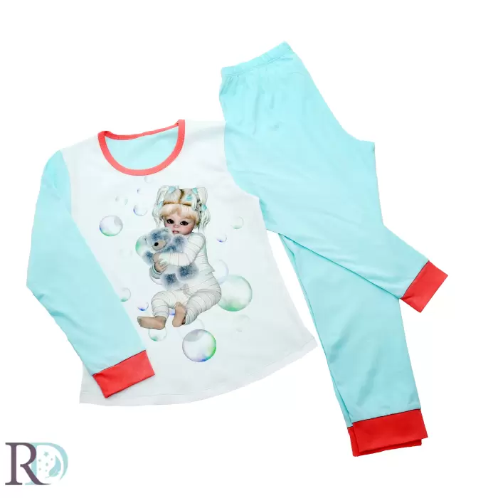 Детска пижама Клара тюркоаз - 681 - Детска пижама Клара тюркоаз - 681