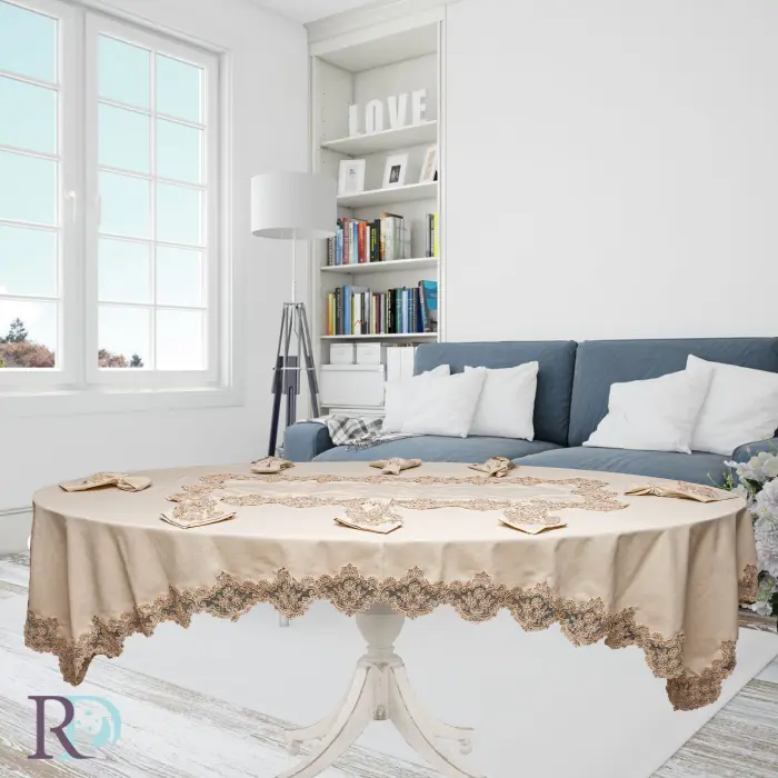 Покривка Луна лукс бежово - 1356 - Покривка Луна лукс бежово - 1356