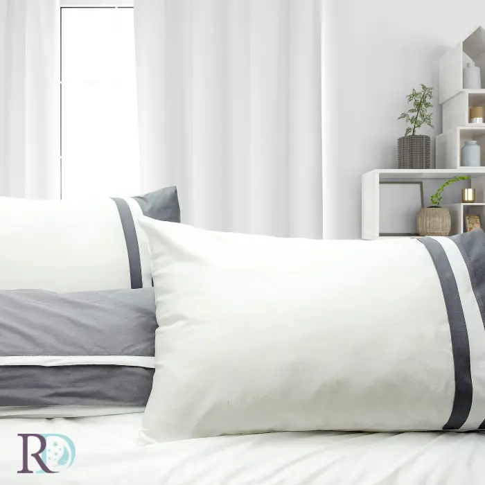 Спален комплект памучен сатен Бяло и Сиво - 1947 - Спален комплект памучен сатен Бяло и Сиво - 1947