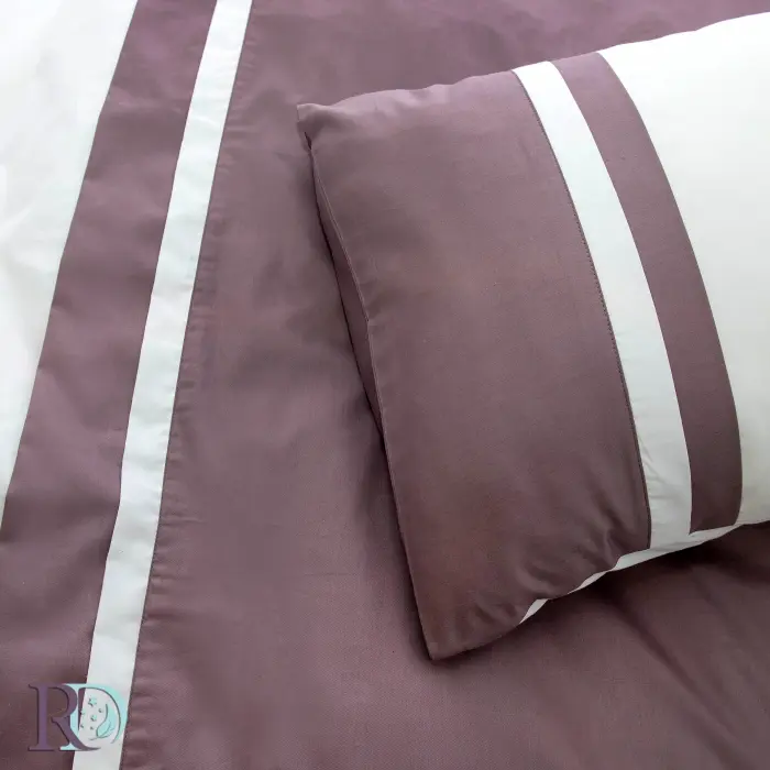 Спален комплект памучен сатен Бяло и Мока - 1117 -  Спален комплект памучен сатен Бяло и Мока - 1117