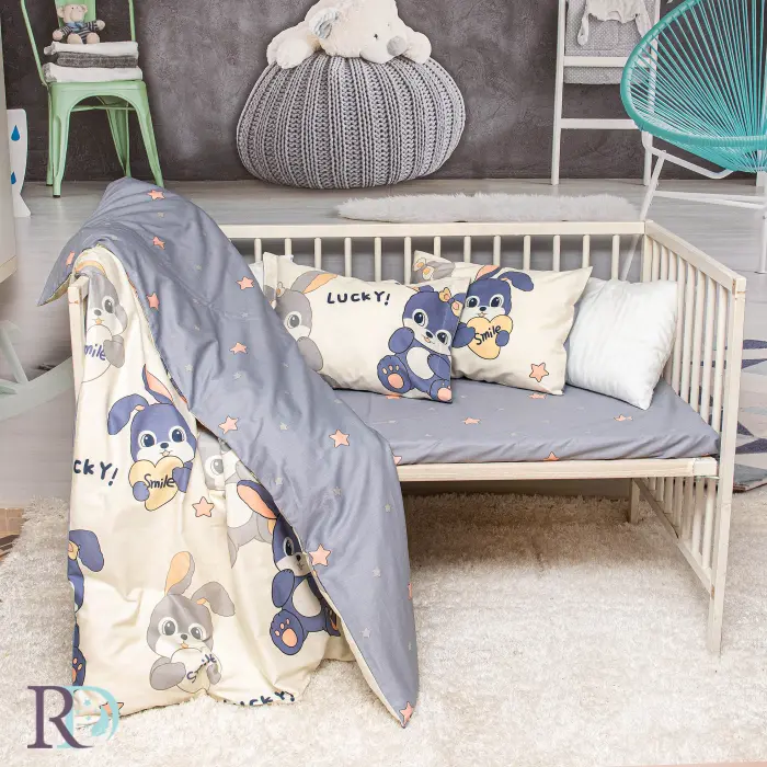 Бебешки спален комплект Зайче в синьо - 1270 - Бебешки спален комплект Зайче в синьо - 1270