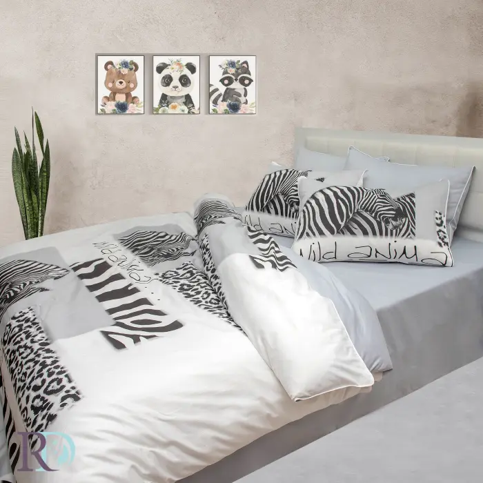 Спален комплект памучен сатен Зебра - 1189 - Спален комплект памучен сатен Зебра - 1189