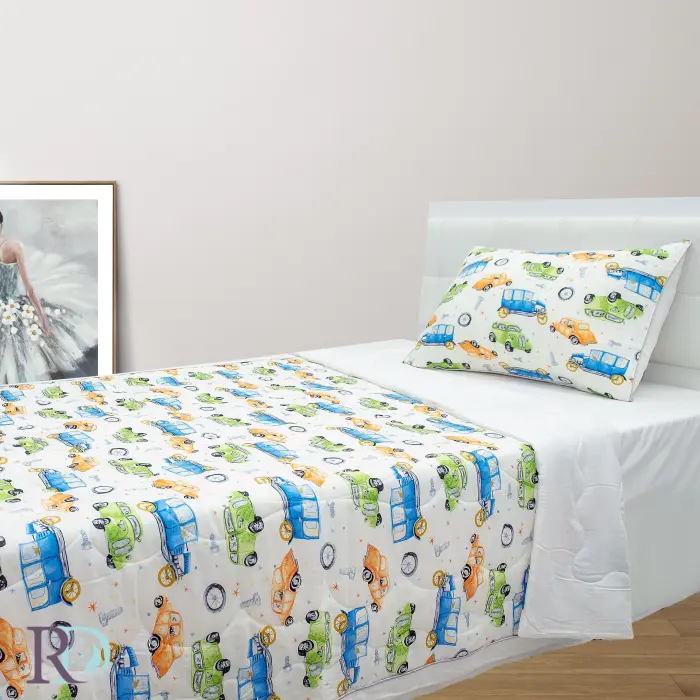 Детски комплект със завивка Колички - 1858 - Детски комплект със завивка Колички - 1858