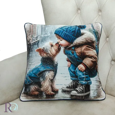 Декоративна възглавница Момче с куче