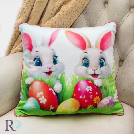 Декоративна възглавница Великденски зайчета