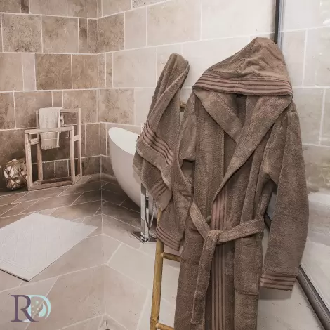 Комплект мъжки халат за баня и хавлия Тони кафяво
