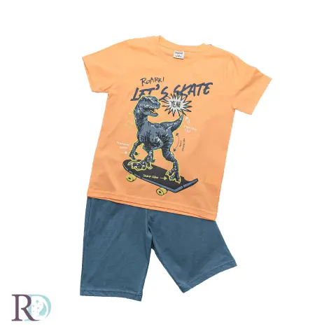Детска пижама Дино оранжево