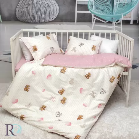 Бебешки спален комплект Розови мечета