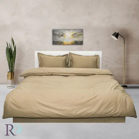 Спален комплект памучен сатен Бежово