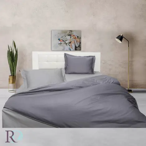 Спален комплект памучен сатен Тъмно сиво и Светло сиво - Спален комплект памучен сатен Тъмно сиво и Светло сиво
