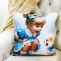 Декоративна възглавница Момиче с куче - 2208 | Декоративна възглавница Момиче с куче - 2208