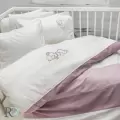 Бебешки спален комплект Спящо мече пепел от рози и бяло - 1031 |  Бебешки спален комплект Спящо мече пепел от рози и бяло - 1031